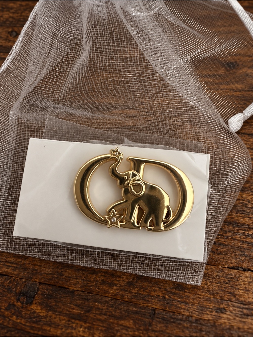 Dior Beauty Gold Elephant CD Pin | Holiday Promotional Gift